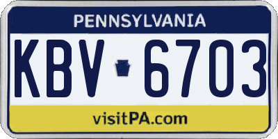 PA license plate KBV6703