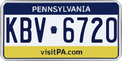 PA license plate KBV6720