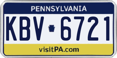 PA license plate KBV6721