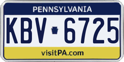 PA license plate KBV6725