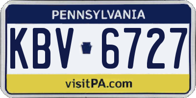 PA license plate KBV6727