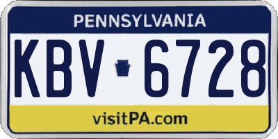 PA license plate KBV6728