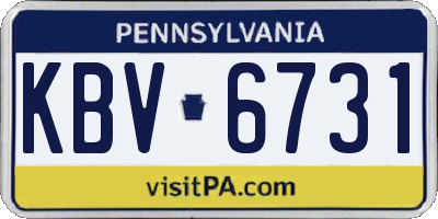 PA license plate KBV6731