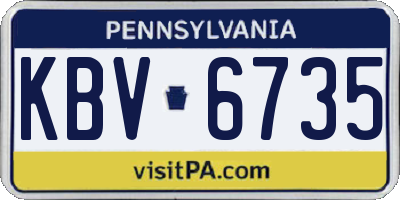 PA license plate KBV6735
