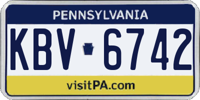 PA license plate KBV6742