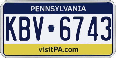 PA license plate KBV6743