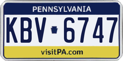 PA license plate KBV6747