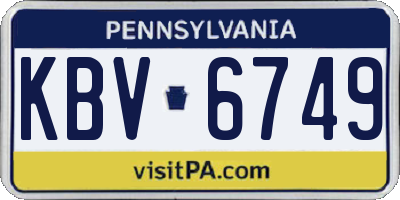 PA license plate KBV6749