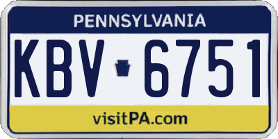 PA license plate KBV6751