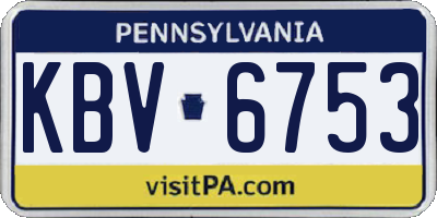 PA license plate KBV6753
