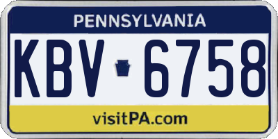 PA license plate KBV6758