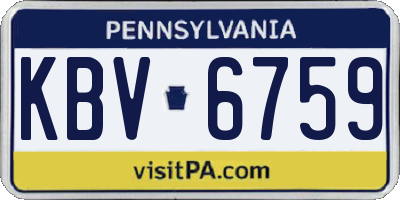 PA license plate KBV6759