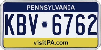PA license plate KBV6762