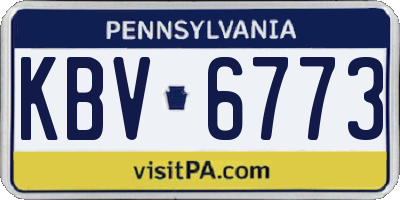 PA license plate KBV6773