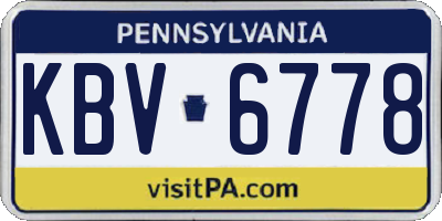 PA license plate KBV6778