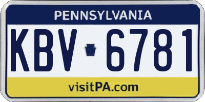 PA license plate KBV6781