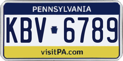 PA license plate KBV6789