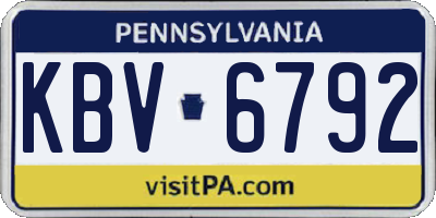 PA license plate KBV6792
