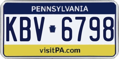 PA license plate KBV6798