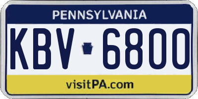 PA license plate KBV6800