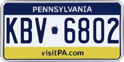 PA license plate KBV6802