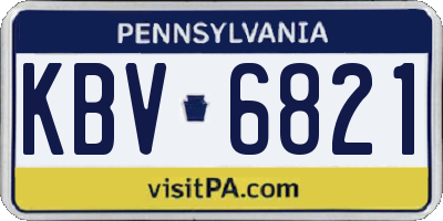 PA license plate KBV6821