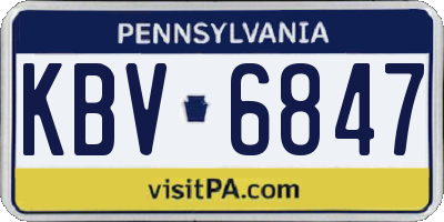 PA license plate KBV6847