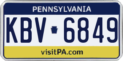 PA license plate KBV6849