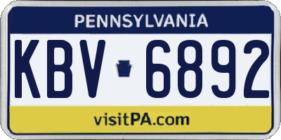 PA license plate KBV6892