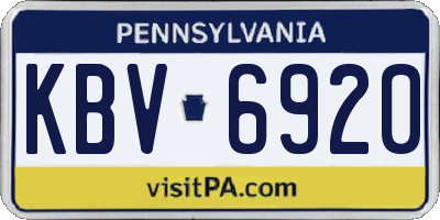 PA license plate KBV6920