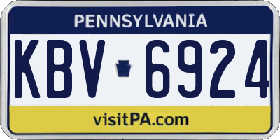 PA license plate KBV6924