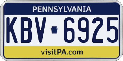 PA license plate KBV6925