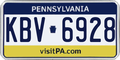 PA license plate KBV6928