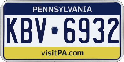 PA license plate KBV6932
