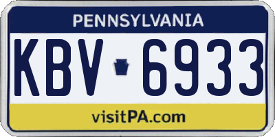 PA license plate KBV6933