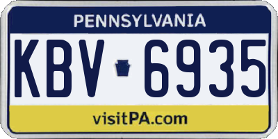 PA license plate KBV6935