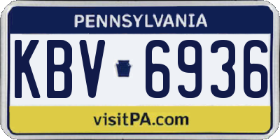 PA license plate KBV6936