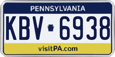 PA license plate KBV6938
