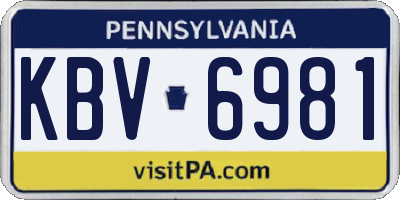 PA license plate KBV6981