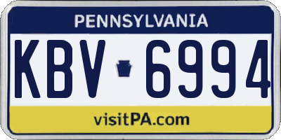 PA license plate KBV6994