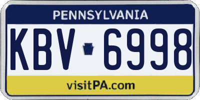 PA license plate KBV6998