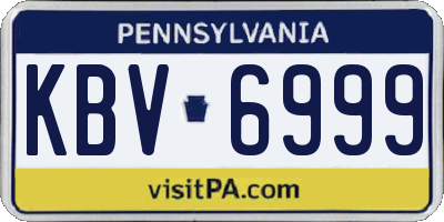 PA license plate KBV6999