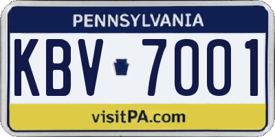 PA license plate KBV7001
