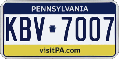 PA license plate KBV7007