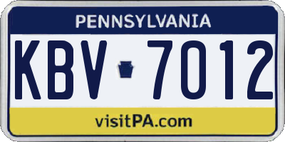 PA license plate KBV7012
