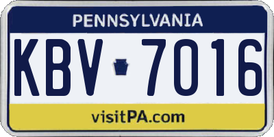 PA license plate KBV7016
