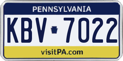 PA license plate KBV7022