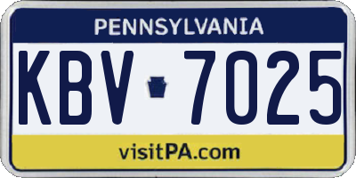 PA license plate KBV7025