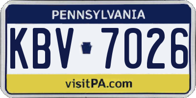 PA license plate KBV7026
