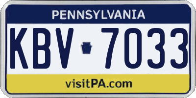 PA license plate KBV7033